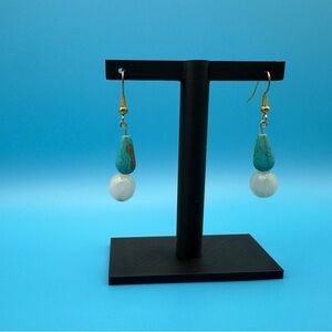 Elegant Turquoise and White Dangle Earrings